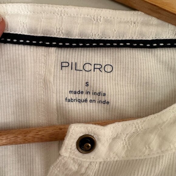 Pilcro The Andie Ribbed Henley Top Balloon Sleeve Blouse - NWT - Small - Picture 4 of 9